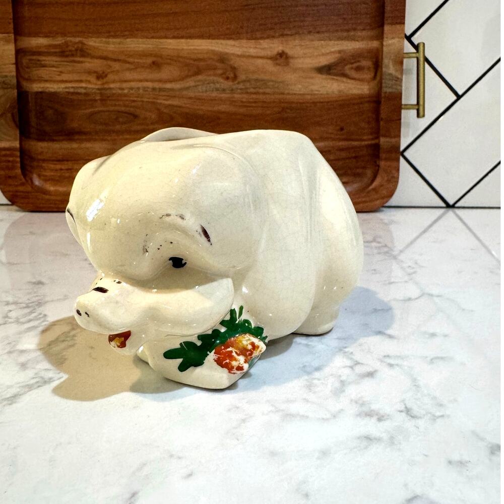 Vintage 40s-50s McCoy Pottery Cream Pig Swine Planter or sponge holder